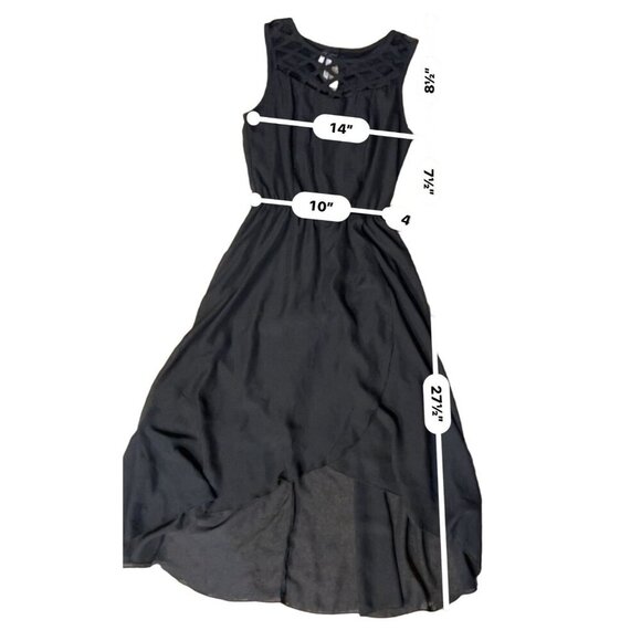 (6 for $25)Studio Y Black Caged Neckline Hi Low Dress size XS - Picture 7 of 7
